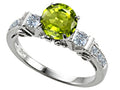 Star K Classic 3 Stone Ring With Round 7mm Genuine Peridot