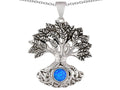 Star K Tree Of Life Good Luck Pendant Necklace With 7mm Round Blue Created Opal