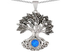 Star K Tree Of Life Good Luck Pendant Necklace With 7mm Round Blue Created Opal