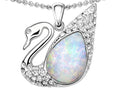 Star K™ Love Swan Pendant Necklace With Pear Shape Created Opal