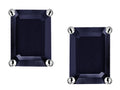 Star K™ Emerald Cut 8x6mm Genuine Black Sapphire Earrings Studs