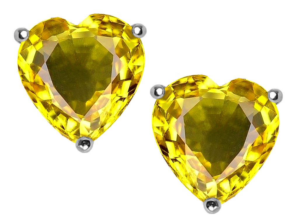Star K™ Heart Shape 7mm Simulated Citrine Earrings Studs