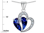 Star K™ Large 12mm Created Blue Sapphire Double Heart Pendant Necklace in Sterling Silver with Chain