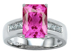Star K Classic Octagon Emerald Cut 9x7 Ring With Created Pink Sapphire
