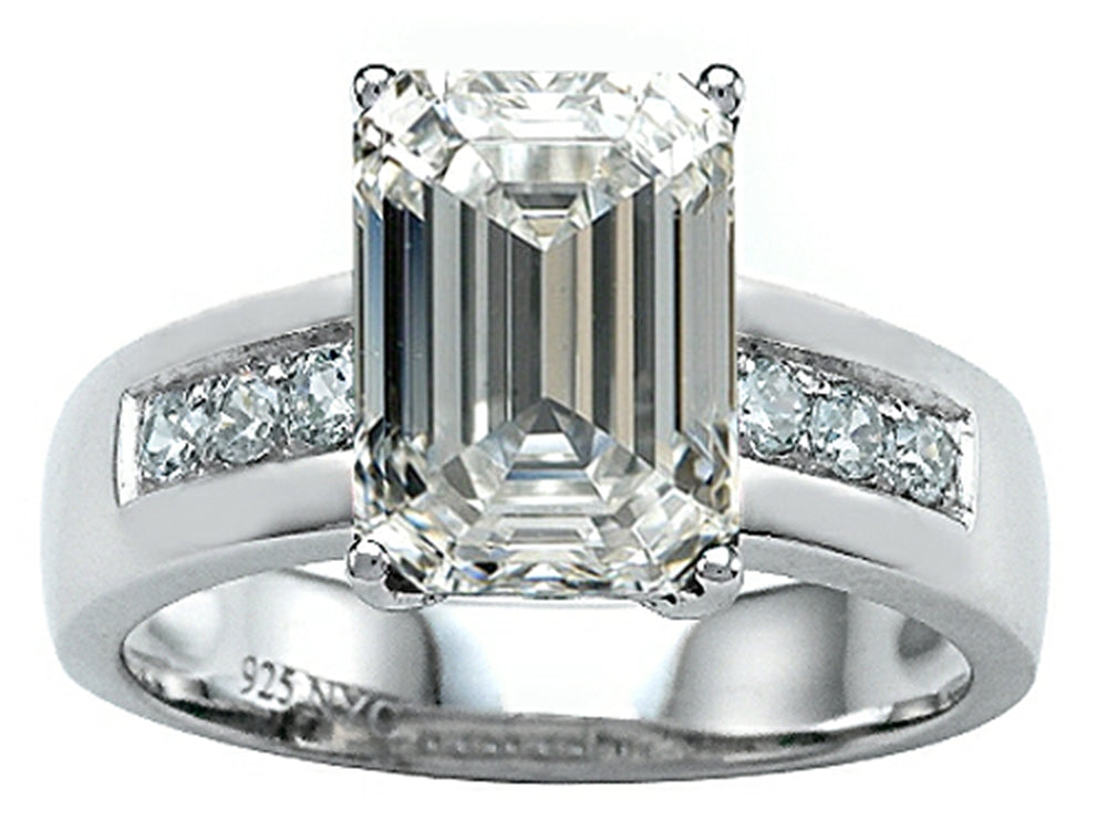 Star K Classic Octagon Emerald Cut 9x7 Ring With Genuine White Topaz