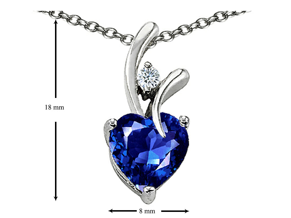 Star K™ Heart Shape Created Blue Sapphire Pendant Necklace with Chain