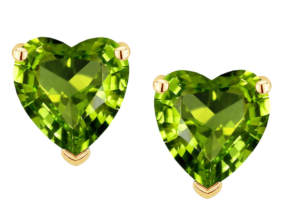 Star K™ Heart Shape 6mm Genuine Peridot Earrings Studs