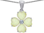 Star K™ 6mm Heart Shape Created Opal Lucky Clover Pendant Necklace