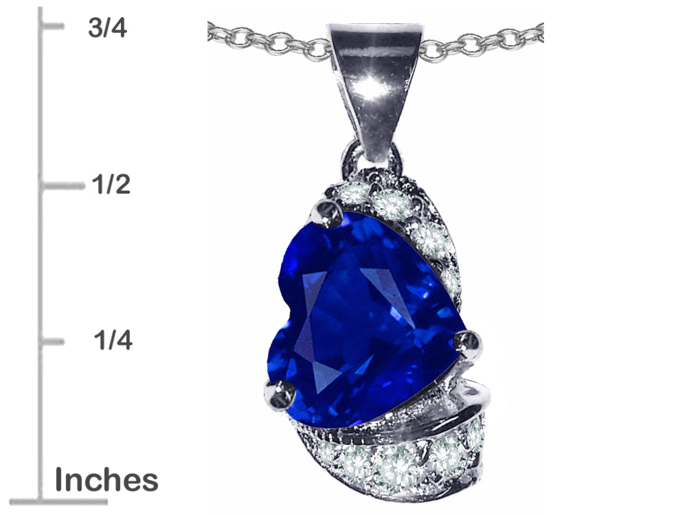 Star K™ Heart Shape 8mm Created Sapphire Pendant Necklace