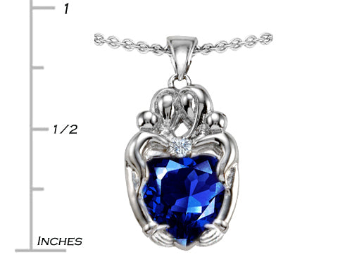 Star K™ Loving Mother And Twins Family Pendant Necklace With Heart Shape Created Sapphire