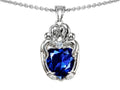 Star K™ Loving Mother And Twins Family Pendant Necklace With Heart Shape Created Sapphire