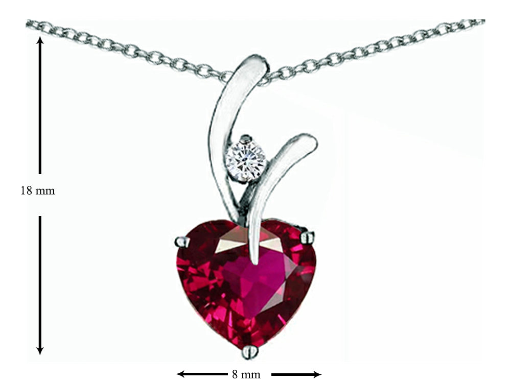 Star K™ Heart Shape 8mm Created Ruby Pendant Necklace