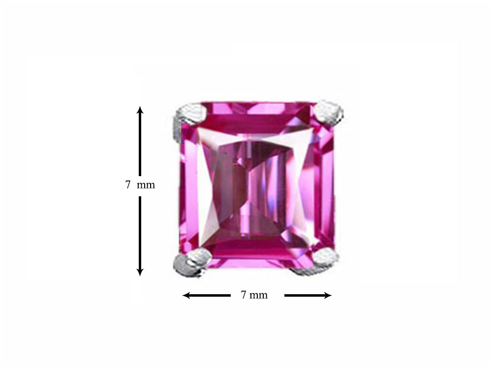 Star K™ Square 7mm Created Pink Sapphire Earrings