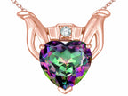 Star K™ Claddagh Love Pendant Necklace With Rainbow Mystic Topaz