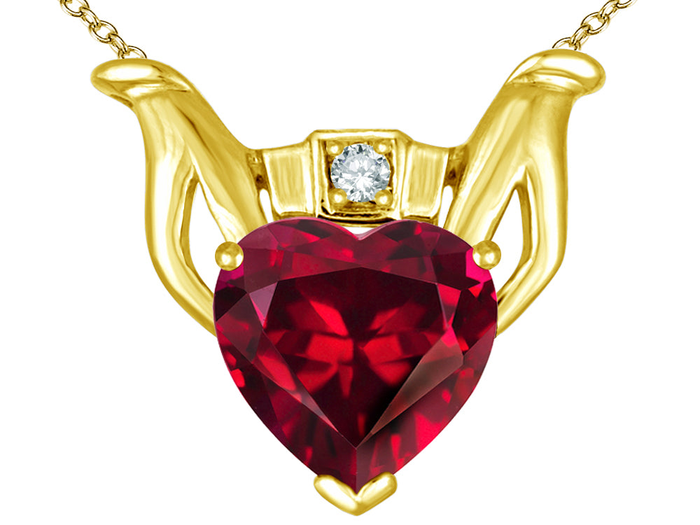 Star K™ Claddagh Love Pendant Necklace With 8mm Heart Created Ruby