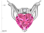 Star K™ Claddagh Love Pendant Necklace With 8mm Heart Created Pink Sapphire