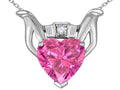 Star K™ Claddagh Love Pendant Necklace With 8mm Heart Created Pink Sapphire