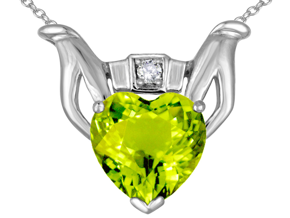 Star K™ Claddagh Love Pendant Necklace With 8mm Heart Genuine Peridot
