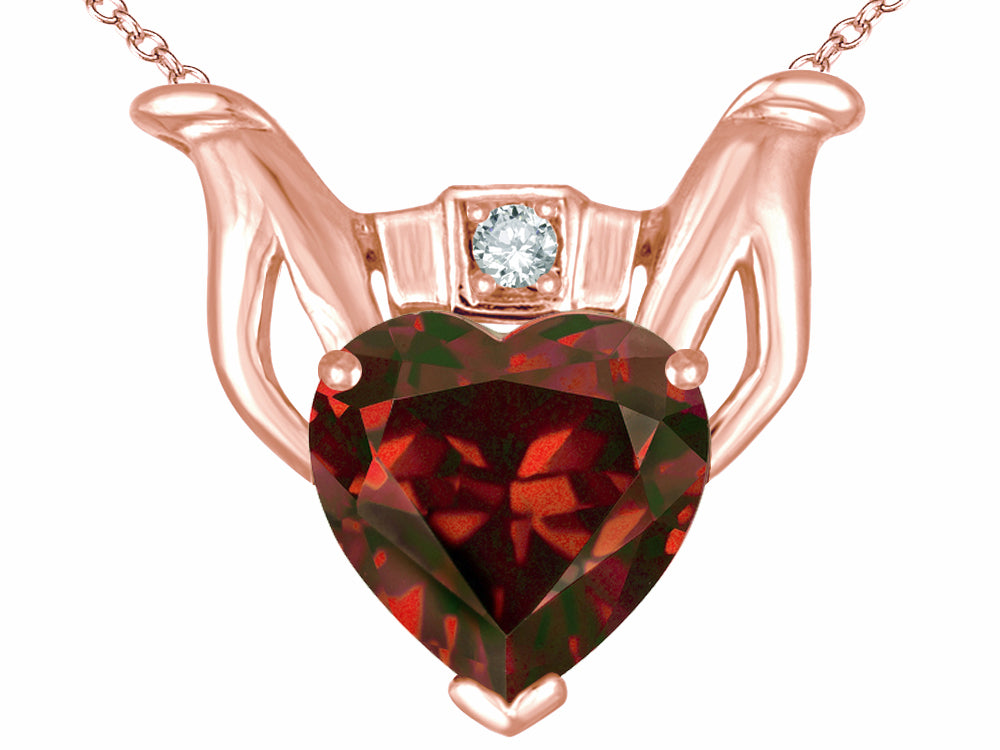 Star K™ Claddagh Love Pendant Necklace With Genuine Garnet