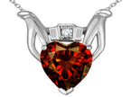 Star K™ Claddagh Love Pendant Necklace With Genuine Garnet