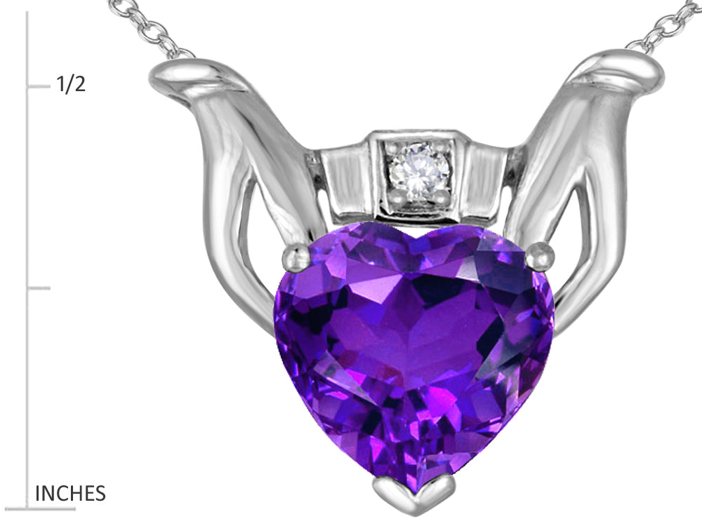 Star K™ Claddagh Love Pendant Necklace With Genuine Amethyst