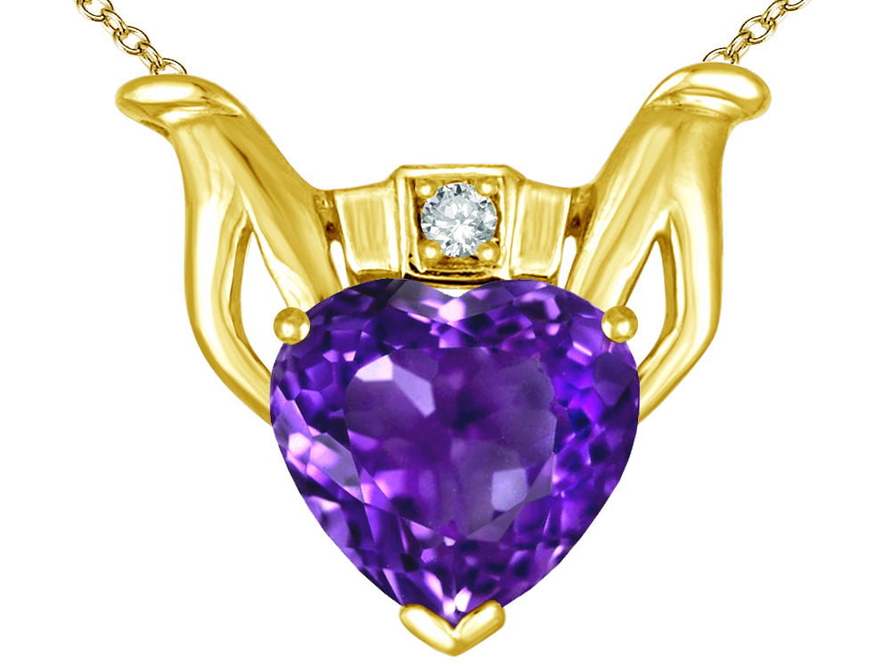 Star K™ Claddagh Love Pendant Necklace With Genuine Amethyst