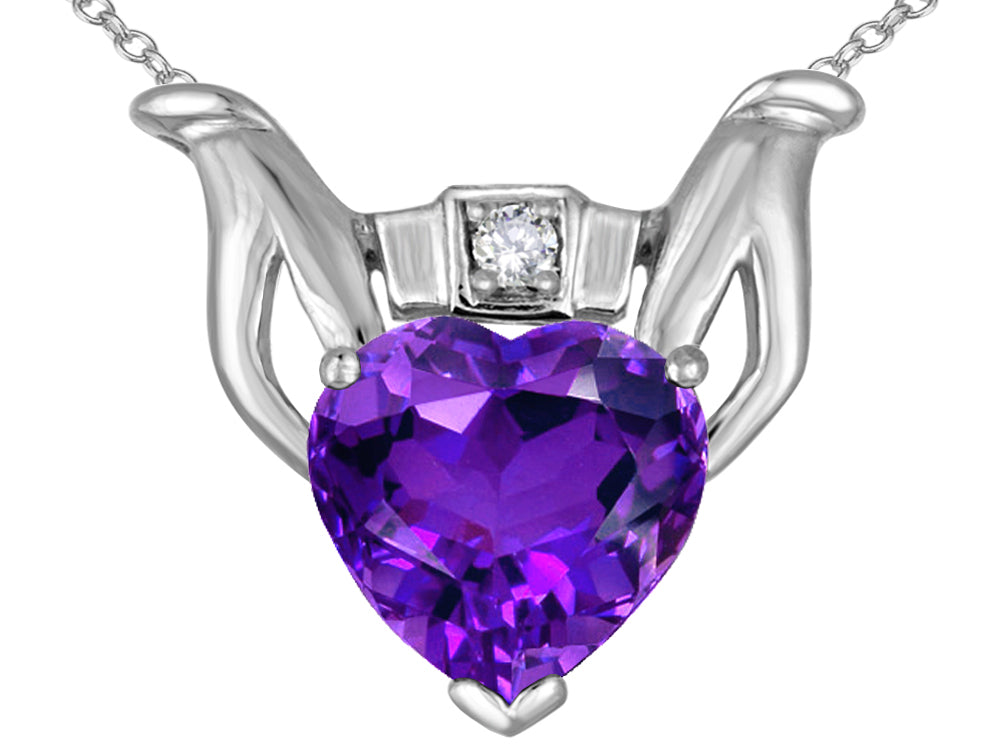 Star K™ Claddagh Love Pendant Necklace With Genuine Amethyst