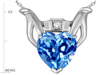 Star K™ Claddagh Love Pendant Necklace With Genuine Blue Topaz