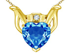 Star K™ Claddagh Love Pendant Necklace With Genuine Blue Topaz