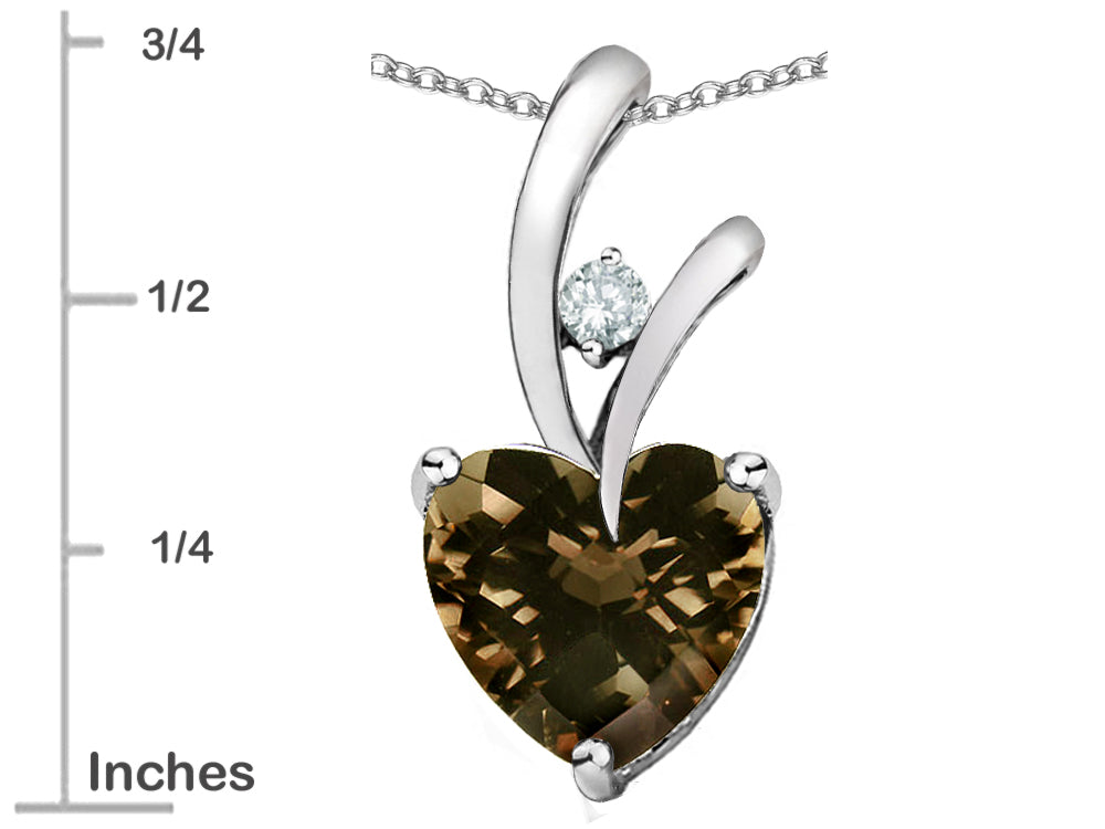 Star K™ 8mm Heart Shape Genuine Smoky Quartz Endless Love Pendant Necklace
