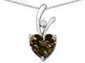 Star K™ 8mm Heart Shape Genuine Smoky Quartz Endless Love Pendant Necklace
