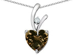 Star K™ 8mm Heart Shape Genuine Smoky Quartz Endless Love Pendant Necklace