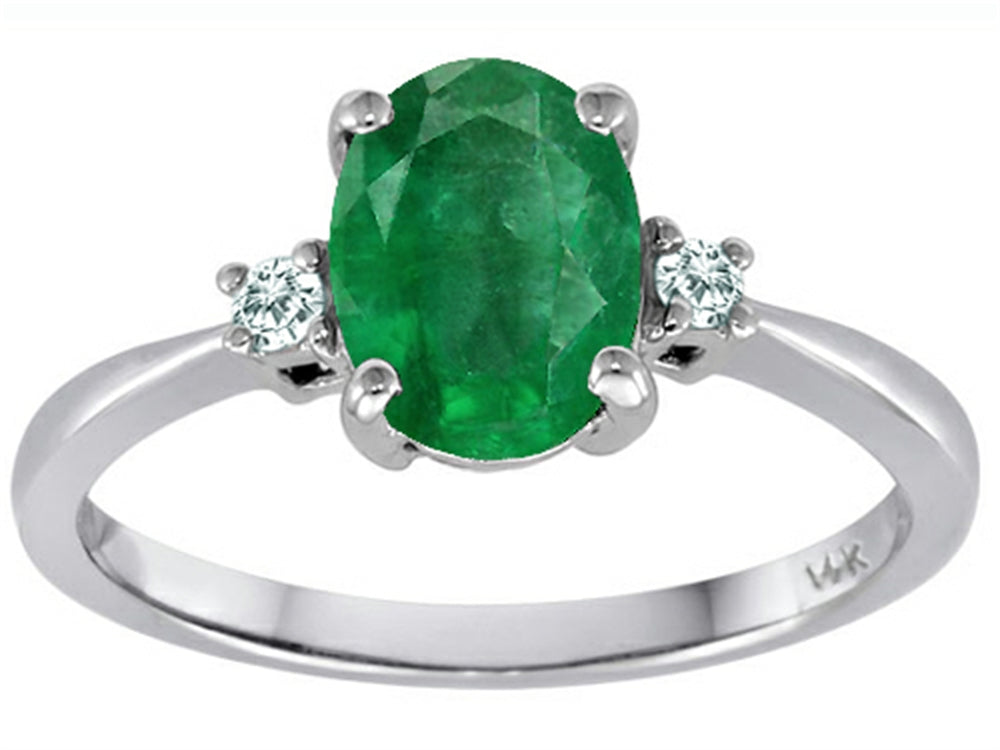 Tommaso Design 8x6mm Oval Genuine Emerald Engagement Ring