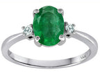 Tommaso Design 8x6mm Oval Genuine Emerald Engagement Ring