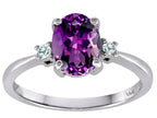 Tommaso Design 8x6mm Oval Genuine Amethyst Engagement Ring