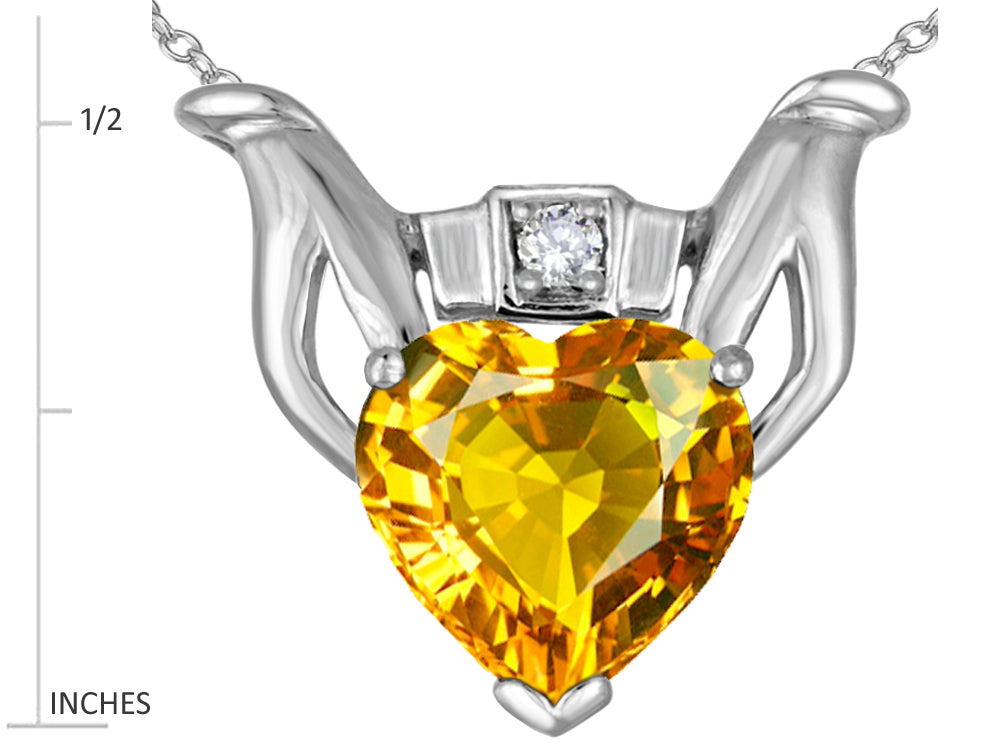 Star K™ Claddagh Love Pendant Necklace With Genuine Citrine