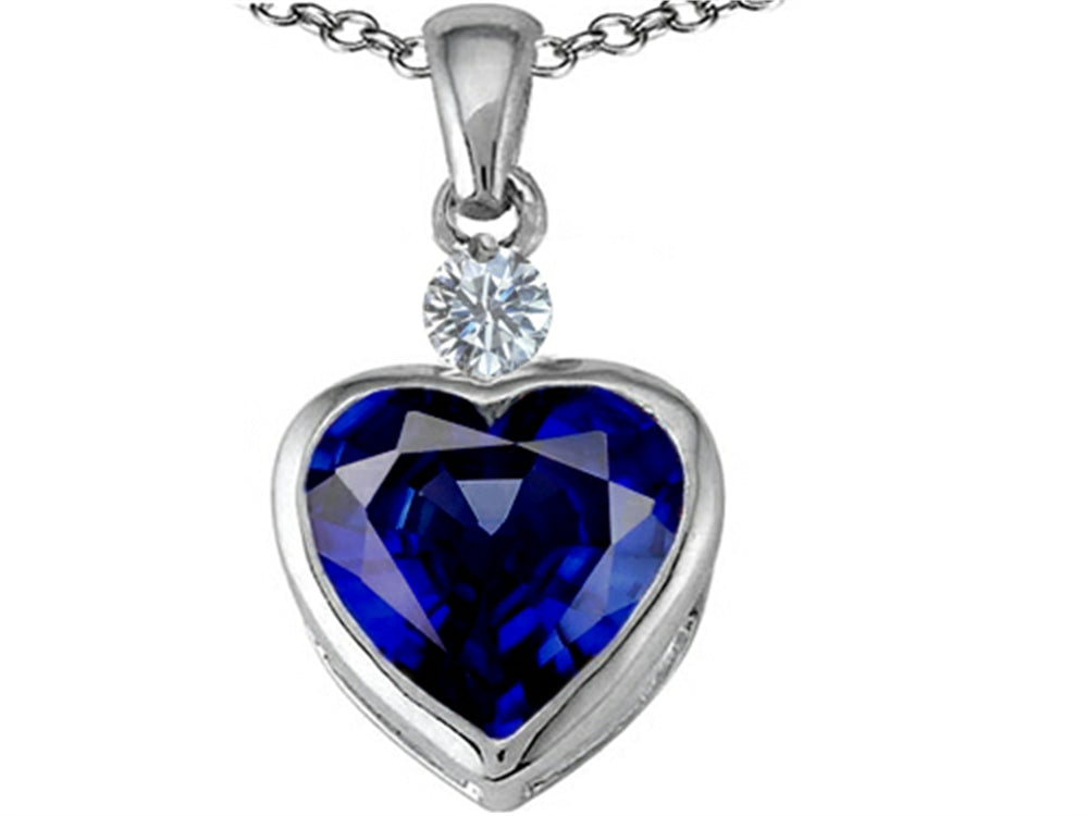 Star K™ 10mm Heart Shape Created Sapphire Heart Pendant Necklace