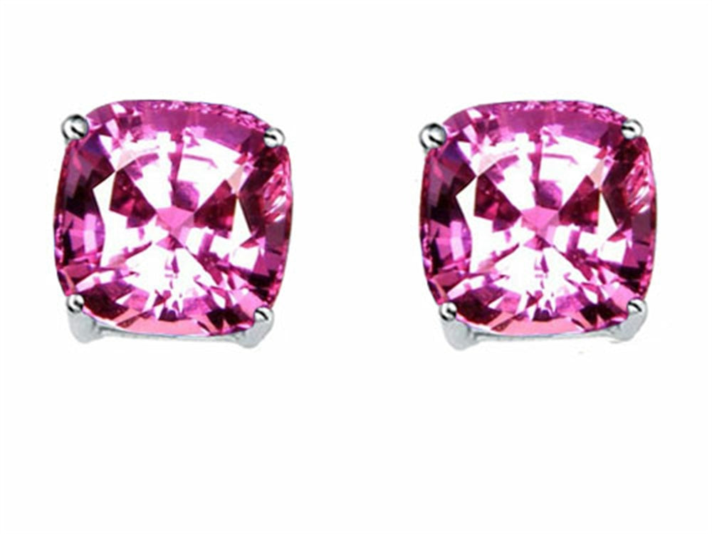 Star K™ Cushion-Cut 7mm Created Pink Sapphire Earrings Studs