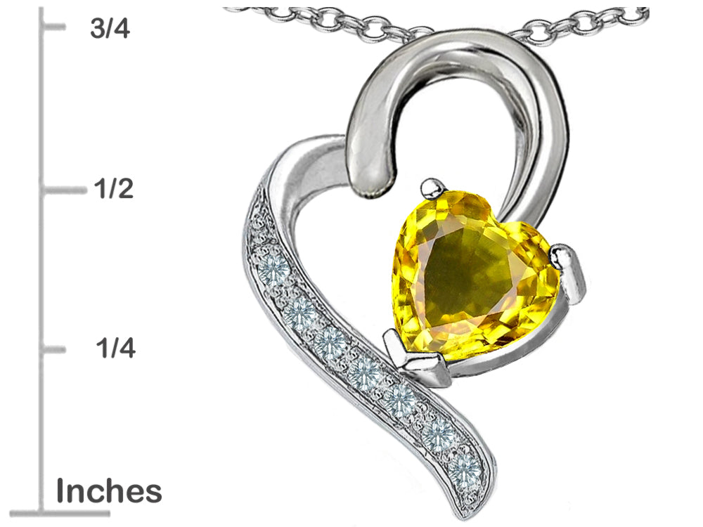 Star K™ 7mm Heart Shape Simulated Citrine Heart Pendant Necklace