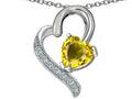 Star K™ 7mm Heart Shape Simulated Citrine Heart Pendant Necklace
