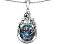 Star K™ Large Loving Mother With Twins Children Pendant Necklace With 10mm Round Mystic Topaz