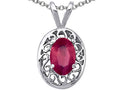 Tommaso Design™ Oval Genuine Ruby Pendant Necklace