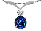 Tommaso Design™ Round 7mm Created Blue Sapphire Pendant Necklace