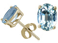 Tommaso Design™ Oval 8x6mm Genuine Aquamarine Earrings Studs