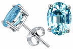 Tommaso Design™ Oval 8x6mm Genuine Aquamarine Earrings Studs