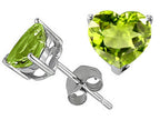 Tommaso Design™ Heart Shape Genuine Peridot Earrings Studs