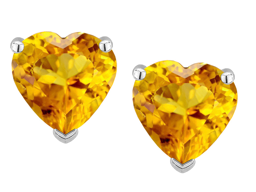 Star K™ Heart Shape 6mm Genuine Citrine Earrings Studs