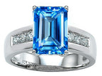 Star K Classic Octagon Emerald Cut 9x7 Ring With Simulated Blue Topaz