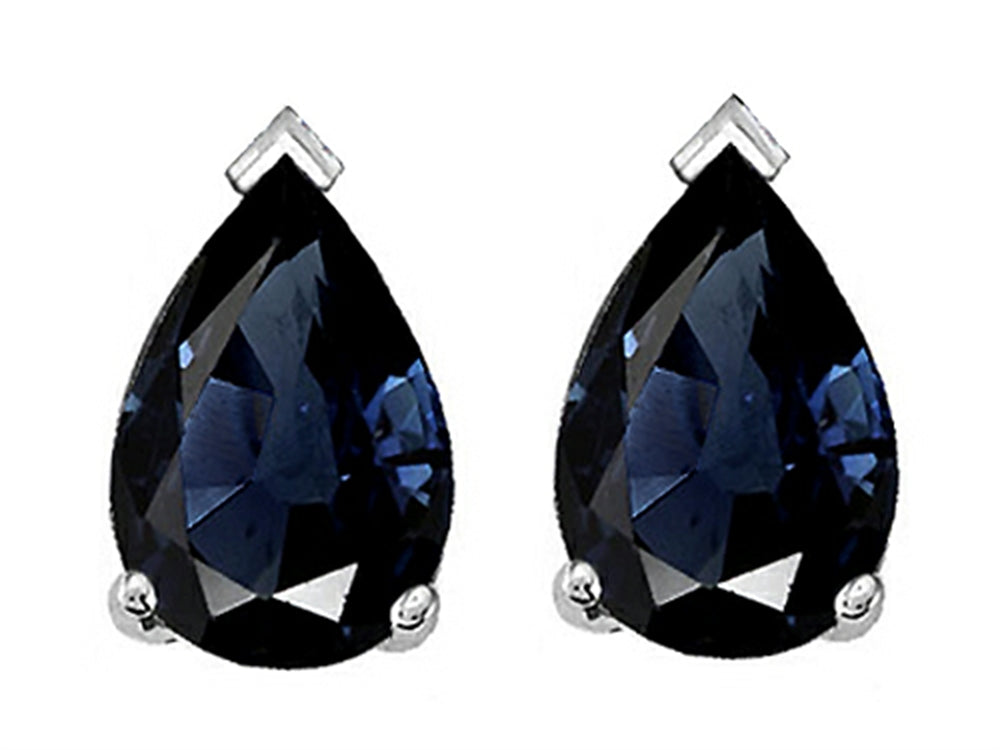 Tommaso Design™ 7x5mm Pear Shape Genuine Sapphire Earrings