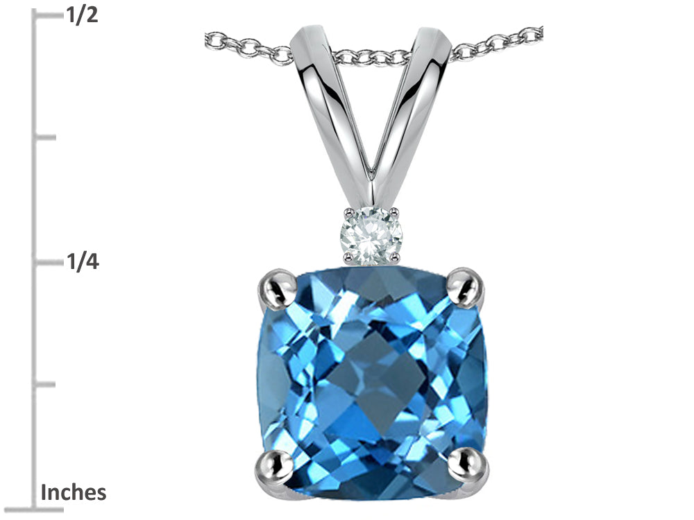 Star K™ 7mm Cushion-Cut Genuine Blue Topaz Pendant Necklace